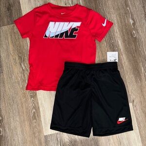 Nike Red Tee and Black Shorts Set